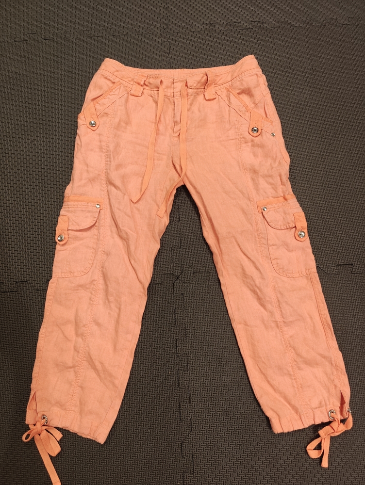 Cute Salmon Pink Linen Cargo Pants